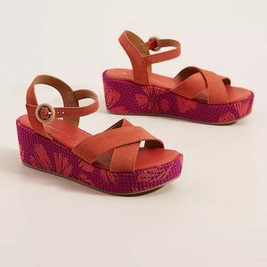 Anthropologie Orange and Pink Platform Sandals